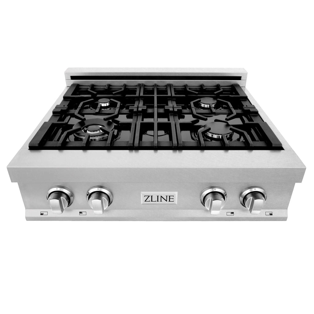 ZLINE Appliance Package - 30" Rangetop With 4 Gas Burners, Range Hood in Satin Stainless Steel, 2KP-RTSRH30