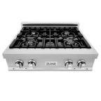 ZLINE Appliance Package - 30" Professional Double Wall Oven, 30" Rangetop, Range Hood In Satin Stainless Steel, 3KP-RTSRH30-AWD