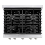 ZLINE 30-Inch Paramount Gas Range 4.2 cu. ft. Convection Oven with 4 Burner Cooktop, Satin Stainless Steel with White Matte Door (SGRS-WM-30)