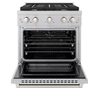 ZLINE 30-Inch Paramount Gas Range 4.2 cu. ft. Convection Oven with 4 Burners, Satin Stainless Steel (SGRS-30)