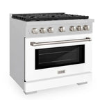 ZLINE  36 in. Paramount Gas Range with 6 Burners, 5.2 cu. ft. Convection Oven, Satin Stainless Steel with White Matte Door (SGRS-WM-36)