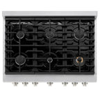 ZLINE  36 in. Paramount Gas Range with 6 Burners, 5.2 cu. ft. Convection Oven, Satin Stainless Steel with White Matte Door (SGRS-WM-36)
