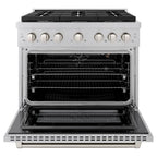 ZLINE 36 in. Paramount Gas Range with 6 Brass Burners and 5.2 cu. ft. Convection Gas Oven in Satin Stainless Steel (SGRS-BR-36)