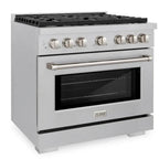 ZLINE 36 in. Paramount Gas Range with 6 Brass Burners and 5.2 cu. ft. Convection Gas Oven in Satin Stainless Steel (SGRS-BR-36)