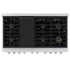 ZLINE 48 in. 6.7 cu. ft. Paramount Double Oven Gas Range with 8 Burners, Convection Oven, Satin Stainless Steel with White Matte Doors (SGRS-WM-48)