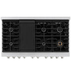 ZLINE 48 in. 6.7 cu. ft. Paramount Double Oven Gas Range with 8 Gas Burners, Satin Stainless Steel with Black Matte Doors (SGRS-BLM-48)