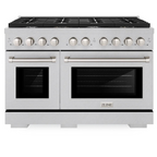 ZLINE 48 in. Paramount Double Oven Gas Range with 8 Burners, 6.7 cu. ft., Satin Stainless Steel (SGRS-48)