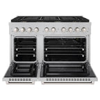 ZLINE 48 in. 6.7 cu. ft. Paramount Double Oven Gas Range with 8 Brass Burners in Satin Stainless Steel (SGRS-BR-48)