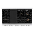 ZLINE 48 in. 6.7 cu. ft. Paramount Double Oven Gas Range with 8 Brass Burners in Satin Stainless Steel (SGRS-BR-48)