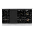 ZLINE Autograph 48 in. 6.7 cu. ft. Paramount Double Oven Gas Range with 8 Burners, Satin Stainless Steel, White Matte Doors & Champagne Bronze Accents (SGRSZ-WM-48-CB)