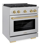 ZLINE Autograph 30 in. 4.2 cu. ft. Paramount Gas Range with 4 Burners and Convection Gas Oven in Satin Stainless Steel with Champagne Bronze Accents (SGRSZ-30-CB)