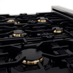 ZLINE Autograph Edition 36 in. 4.6 cu. ft. Dual Fuel Range with Gas Cooktop and Electric Convection Oven in Stainless Steel with Black Matte Accents (RAZ-36-MB)