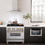 ZLINE Autograph Edition 36-Inch Dual Fuel Range, 4.6 cu. ft., Stainless Steel with Bronze Accents (Model RAZ-36-CB)