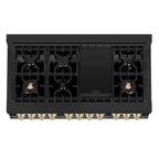 ZLINE Autograph 48-Inch Dual Fuel Range, 6.0 Cu. Ft., Black Stainless Steel with Gold Accents (RABZ-48-G)