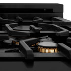 ZLINE Autograph 48-Inch Dual Fuel Range, 6.0 Cu. Ft., Black Stainless Steel with Gold Accents (RABZ-48-G)