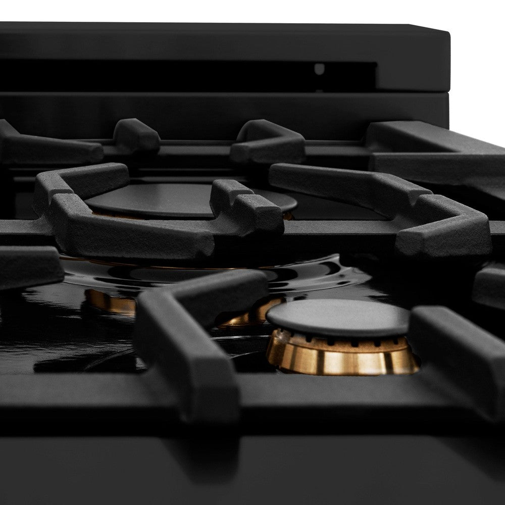ZLINE Autograph 48-Inch Dual Fuel Range, 6.0 Cu. Ft., Black Stainless Steel with Gold Accents (RABZ-48-G)