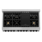 ZLINE Autograph Edition 48 in. 6.0 cu. ft. Dual Fuel Range with Gas Cooktop and Electric Convection Oven in Stainless Steel with White Matte Door and Matte Black Accents (RAZ-WM-48-MB)