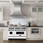 ZLINE Autograph Edition 48 in. 6.0 cu. ft. Dual Fuel Range with Gas Cooktop and Electric Convection Oven in Stainless Steel with White Matte Door and Matte Black Accents (RAZ-WM-48-MB)