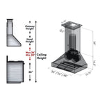 ZLINE 48 in Wall Mount Range Hood 700 CFM Black Stainless Steel LED Lighting Baffle Filters (BS655N-48)