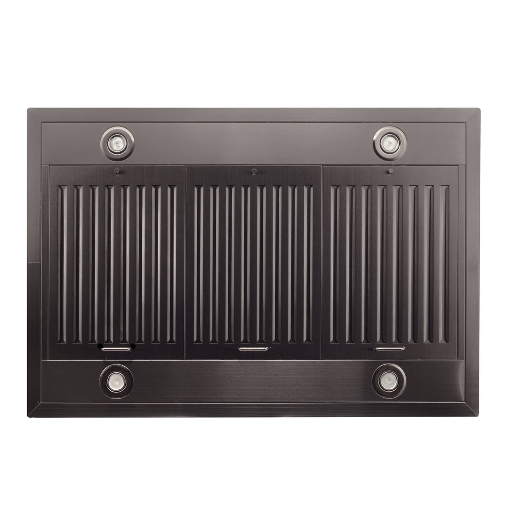 ZLINE 30 in. Island Mount Range Hood with CrownSound Bluetooth Speakers, Black Stainless Steel, 400 CFM (BSGL2iNCRN-BT-30)