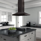 ZLINE 30 in. Island Mount Range Hood with CrownSound Bluetooth Speakers, Black Stainless Steel, 400 CFM (BSGL2iNCRN-BT-30)
