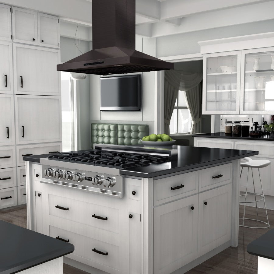 ZLINE 42 in. Island Range Hood 400 CFM Black Stainless Steel (BSGL2iN-42)