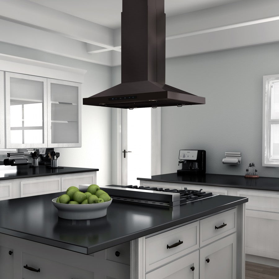 ZLINE 42 in. Island Range Hood 400 CFM Black Stainless Steel (BSGL2iN-42)