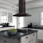 ZLINE 36 in Island Range Hood 400 CFM Black Stainless Steel Convertible Ventilation (BSGL2iN-36)