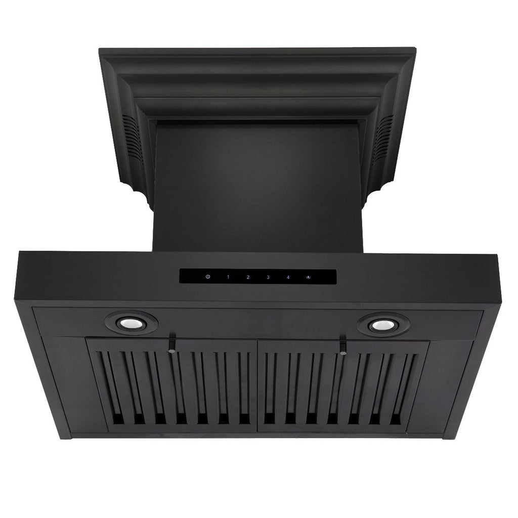 ZLINE 24 in Wall Mount Range Hood 400 CFM Black Stainless Steel with CrownSound Bluetooth Speakers (BSKENCRN-BT-24)
