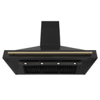 ZLINE 48 in. Wall Mount Range Hood Black Stainless Steel Champagne Bronze Handle Autograph Edition (BS655Z-48-CB)