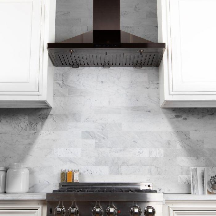 ZLINE 42 in. Wall Mount Range Hood Black Stainless Steel Convertible Vent 400 CFM (BSKBN-42)
