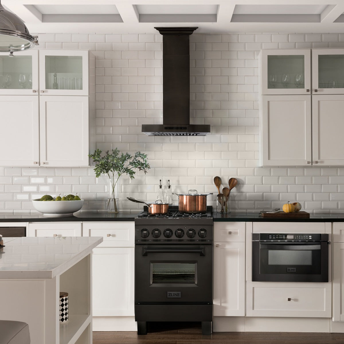 ZLINE 24 in Wall Mount Range Hood 400 CFM Black Stainless Steel with CrownSound Bluetooth Speakers (BSKENCRN-BT-24)