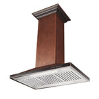 ZLINE 36 Inch Island Range Hood Hand-Hammered Copper Finish High-Performance Ventilation (8GL2Hi-36)