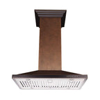 ZLINE 36 Inch Island Range Hood Hand-Hammered Copper Finish High-Performance Ventilation (8GL2Hi-36)