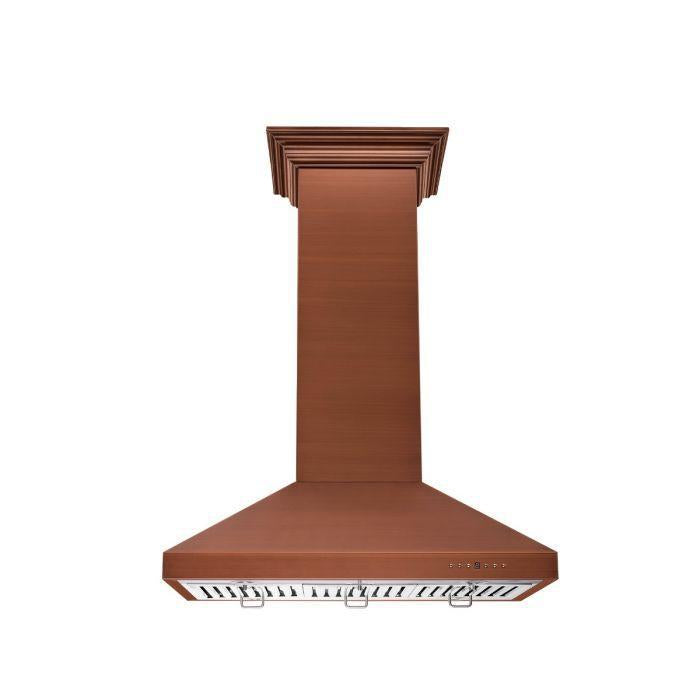ZLINE 36 in Island Range Hood Copper Finish 4-Speed Fan LED Lighting 400 CFM (8KL3iC-36)