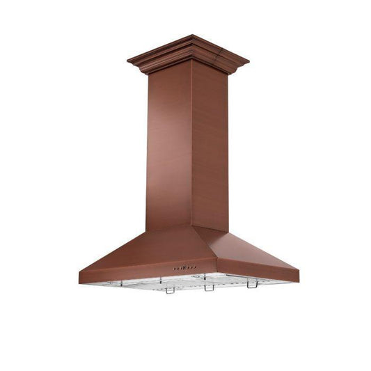 ZLINE 36 in Island Range Hood Copper Finish 4-Speed Fan LED Lighting 400 CFM (8KL3iC-36)