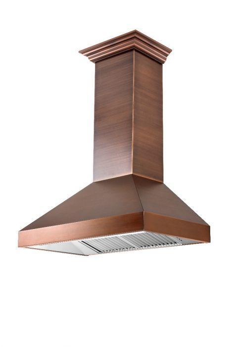 ZLINE 36 in. Wall Mount Range Hood with Crown Molding, Copper Finish (8667C-36)