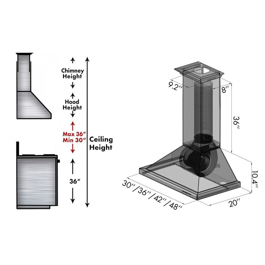 ZLINE 42 in. Wall Mount Range Hood Oil-Rubbed Bronze Finish 8KBB-42