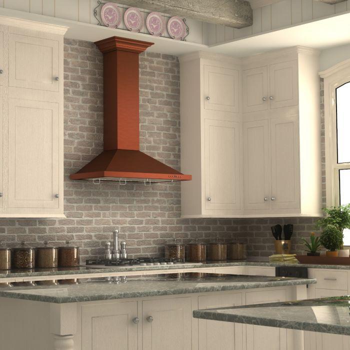 ZLINE 30 Inch Wall Mount Range Hood Copper Finish 400 CFM Convertible Ventilation (8KBC-30)