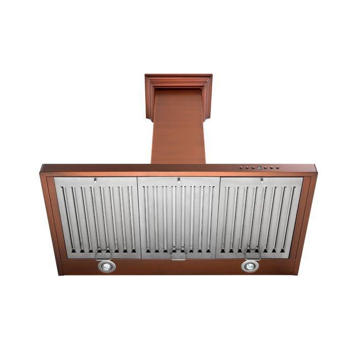 ZLINE 36 Inch Wall Mount Range Hood Copper Finish 400 CFM 4-Speed Fan (8KBC-36)