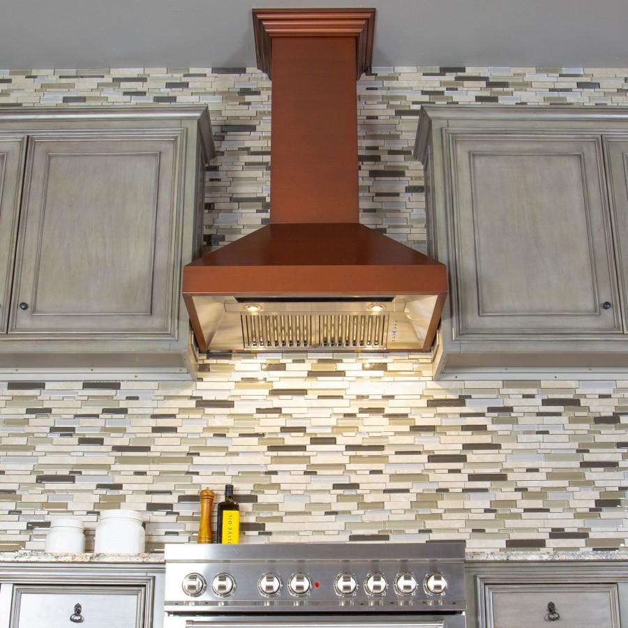 ZLINE 30 in Wall Mount Range Hood Copper with Crown Molding 8667C-30