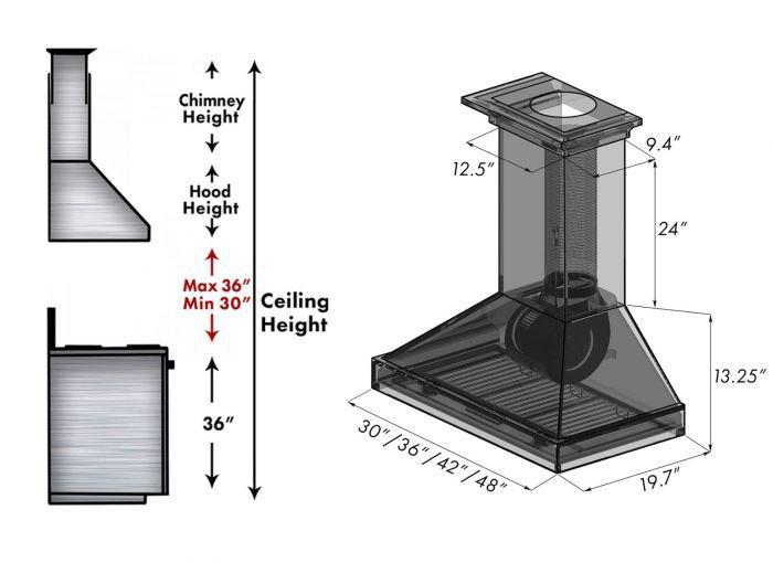 ZLINE 36 in. Wall Mount Range Hood – Unfinished Wood, Customizable Design (KBUF-36)