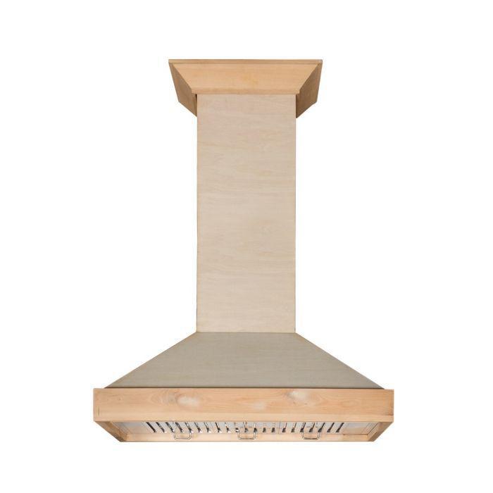 ZLINE 36 in. Wall Mount Range Hood – Unfinished Wood, Customizable Design (KBUF-36)