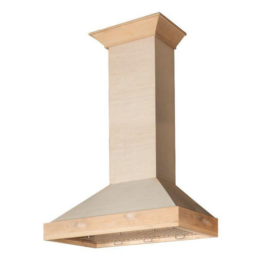 ZLINE 48 in. Wall Mount Range Hood Wooden Unfinished Finish High-Performance Ventilation (KBUF-48)