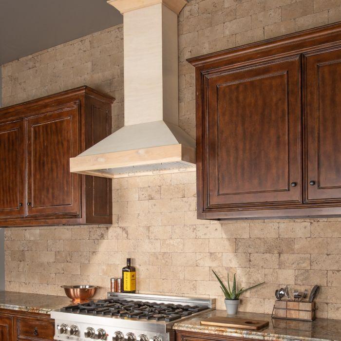 ZLINE 36 in. Wall Mount Range Hood – Unfinished Wood, Customizable Design (KBUF-36)