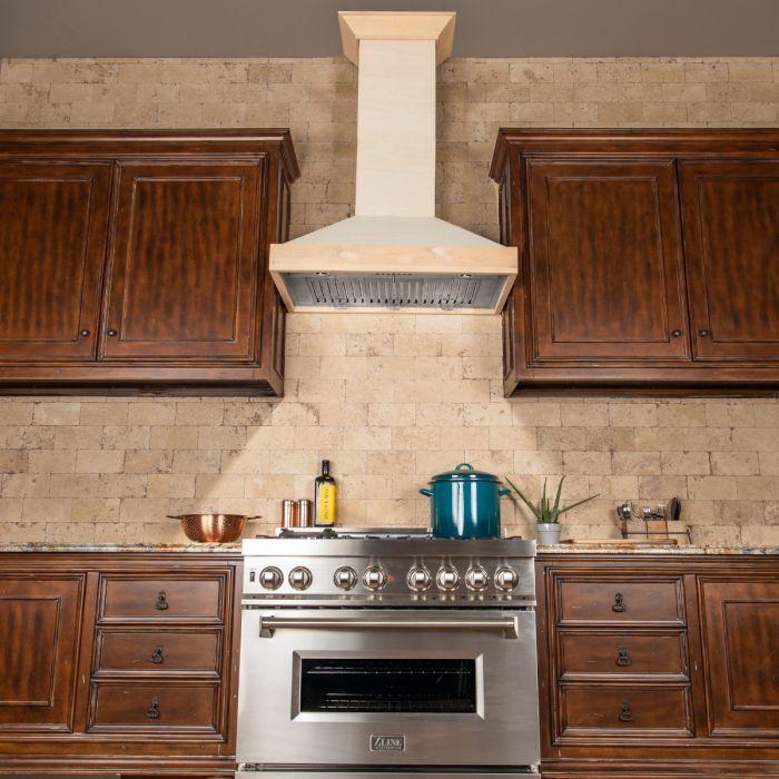ZLINE 48 in. Wall Mount Range Hood Wooden Unfinished Finish High-Performance Ventilation (KBUF-48)