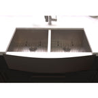 ZLINE 36" Niseko Farmhouse Apron Mount Double Bowl Satin Stainless Steel Kitchen Sink with Bottom Grid, SA50D-36S