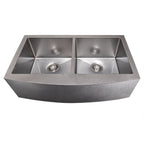 ZLINE 36" Niseko Farmhouse Apron Mount Double Bowl Satin Stainless Steel Kitchen Sink with Bottom Grid, SA50D-36S