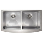 ZLINE 36" Niseko Farmhouse Apron Mount Double Bowl Satin Stainless Steel Kitchen Sink with Bottom Grid, SA50D-36S