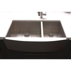 ZLINE 36" Courchevel Farmhouse Apron Mount Double Bowl Satin Stainless Steel Kitchen Sink with Bottom Grid, SA60D-36S